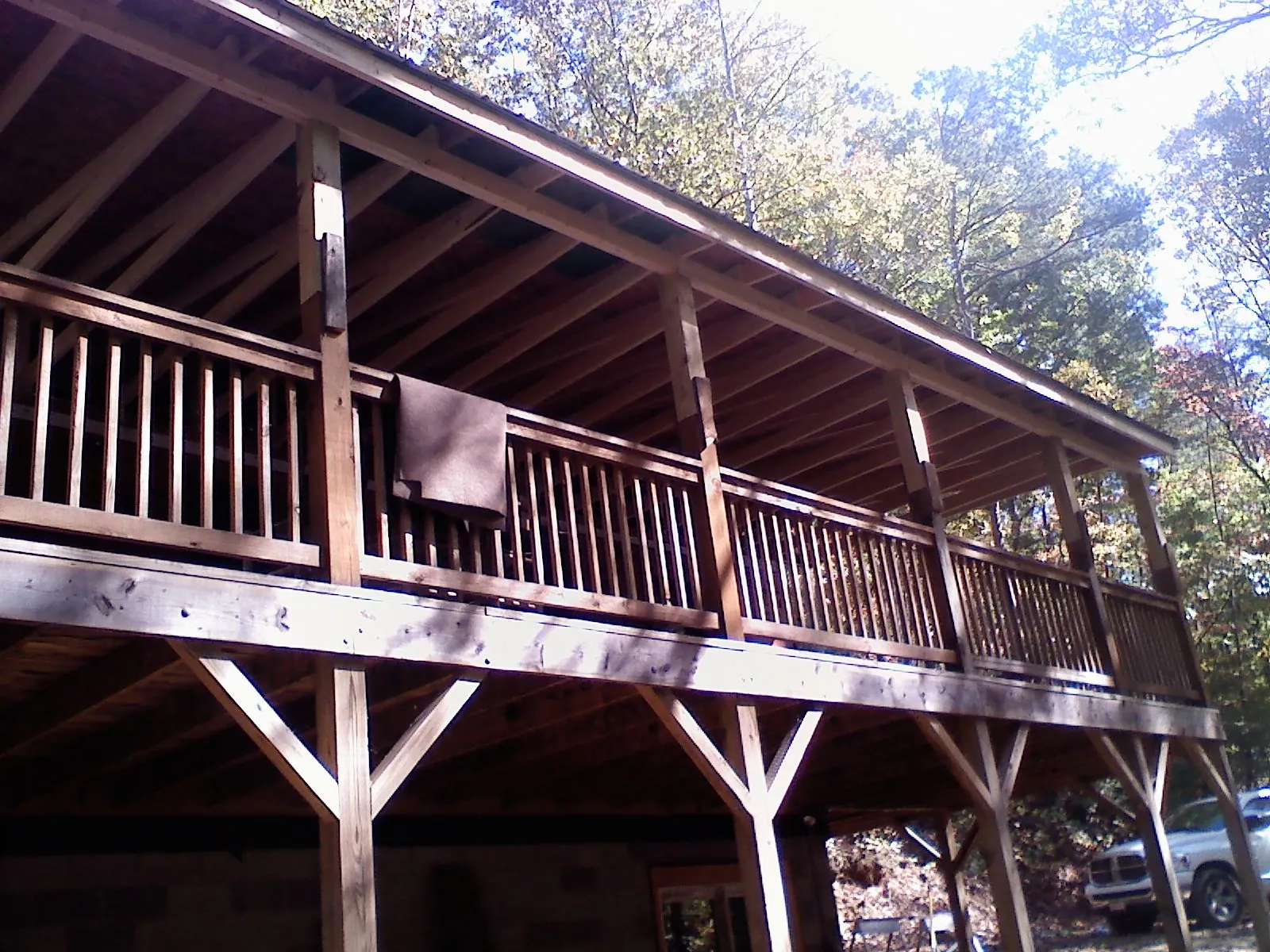 Timber framing under a new elevated porch and deck — Roof Leak Repair in Oil City by Roofing Brothers